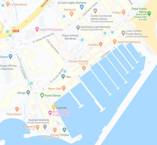PUERTO BANUS BARS AND RESTAURANTS MAP